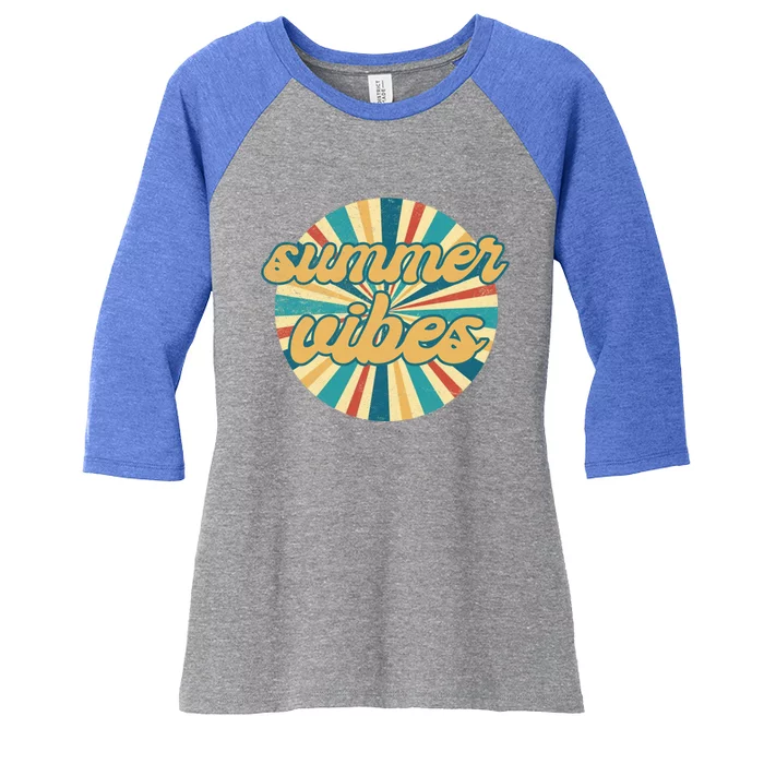 Summer Vibes Hello Summer Vacay Summertime Retro Style Gift Women's Tri-Blend 3/4-Sleeve Raglan Shirt