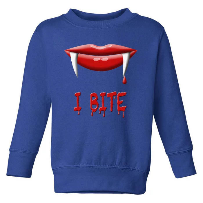 Sexy Vampire Halloween Costume I Bite Fangs Toddler Sweatshirt