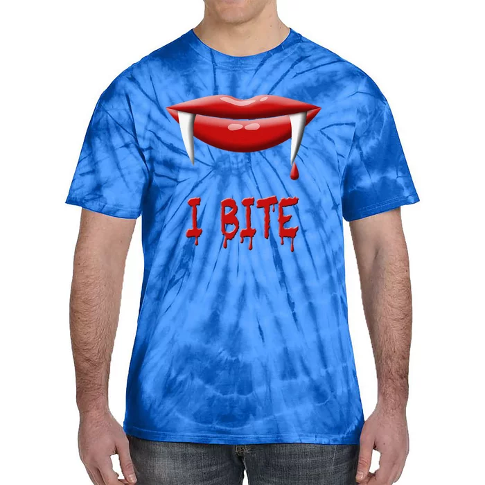 Sexy Vampire Halloween Costume I Bite Fangs Tie-Dye T-Shirt