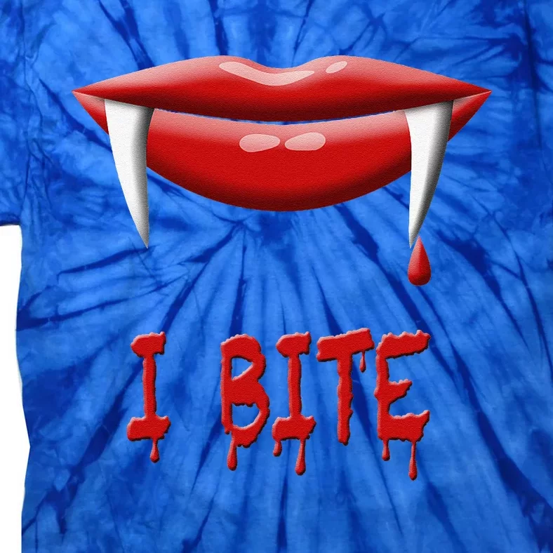 Sexy Vampire Halloween Costume I Bite Fangs Tie-Dye T-Shirt