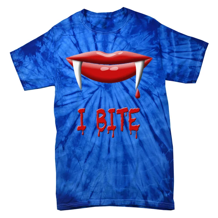 Sexy Vampire Halloween Costume I Bite Fangs Tie-Dye T-Shirt