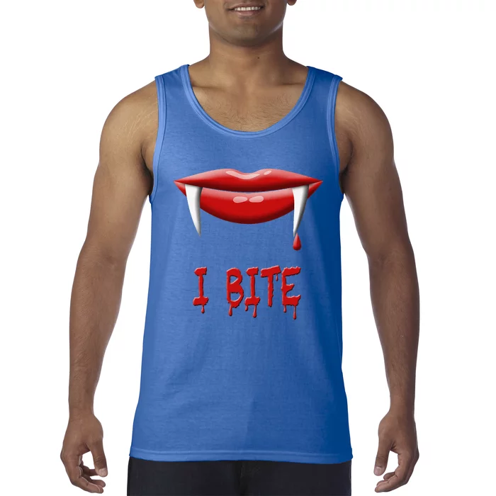 Sexy Vampire Halloween Costume I Bite Fangs Tank Top