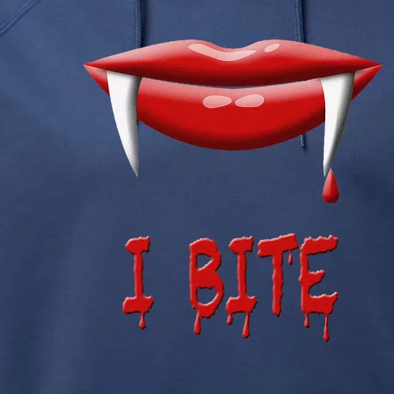 Sexy Vampire Halloween Costume I Bite Fangs Performance Fleece Hoodie