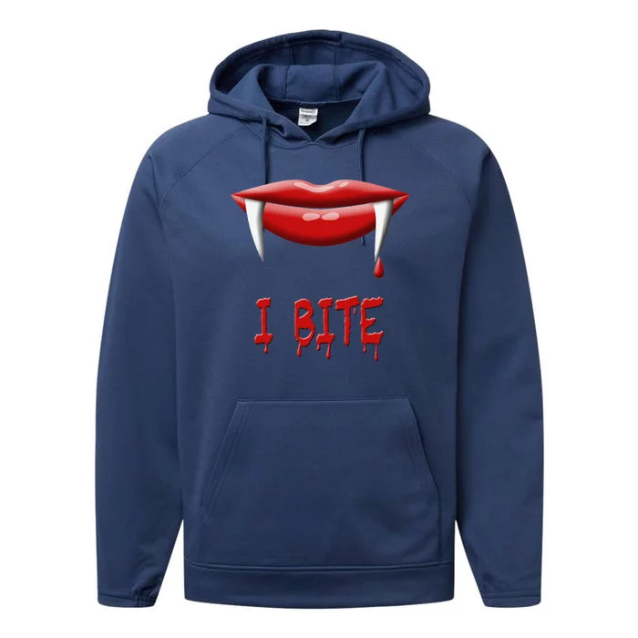 Sexy Vampire Halloween Costume I Bite Fangs Performance Fleece Hoodie