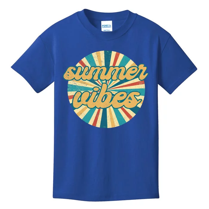 Summer Vibes Hello Summer Vacay Summertime Retro Style Gift Kids T-Shirt