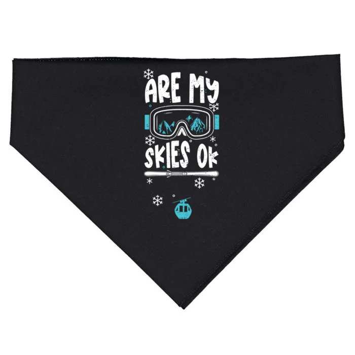 Ski Vacation Humor: Are My Skies Ok Apres Ski Gift USA-Made Doggie Bandana