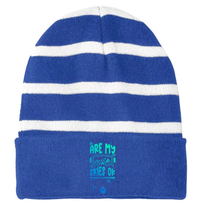 Ski Vacation Humor: Are My Skies Ok Apres Ski Gift Striped Beanie with Solid Band