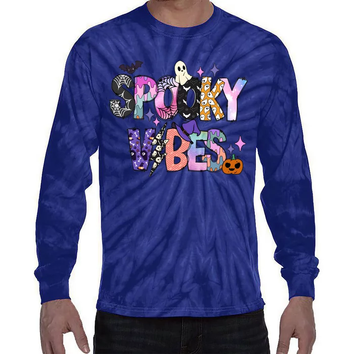 Spooky Vibes Halloween Tie-Dye Long Sleeve Shirt