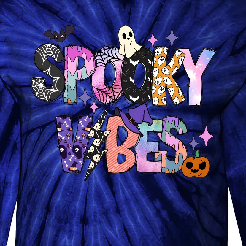 Spooky Vibes Halloween Tie-Dye Long Sleeve Shirt