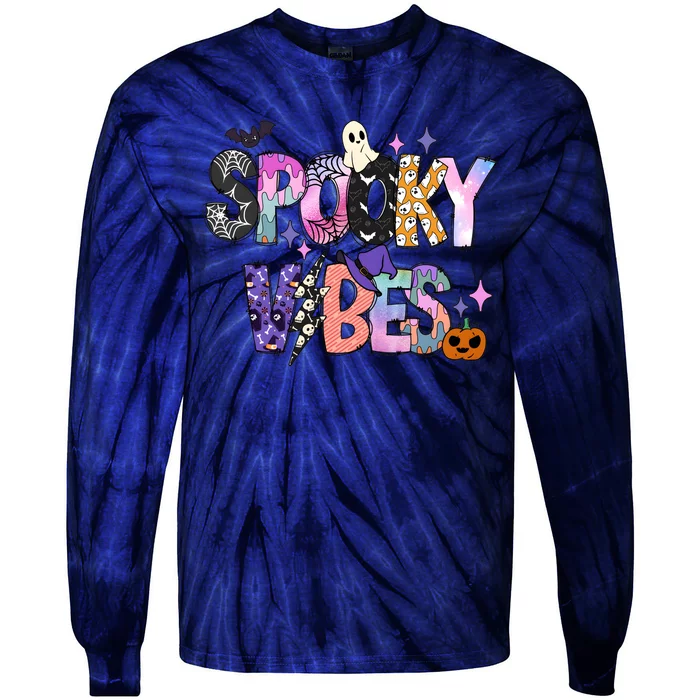 Spooky Vibes Halloween Tie-Dye Long Sleeve Shirt