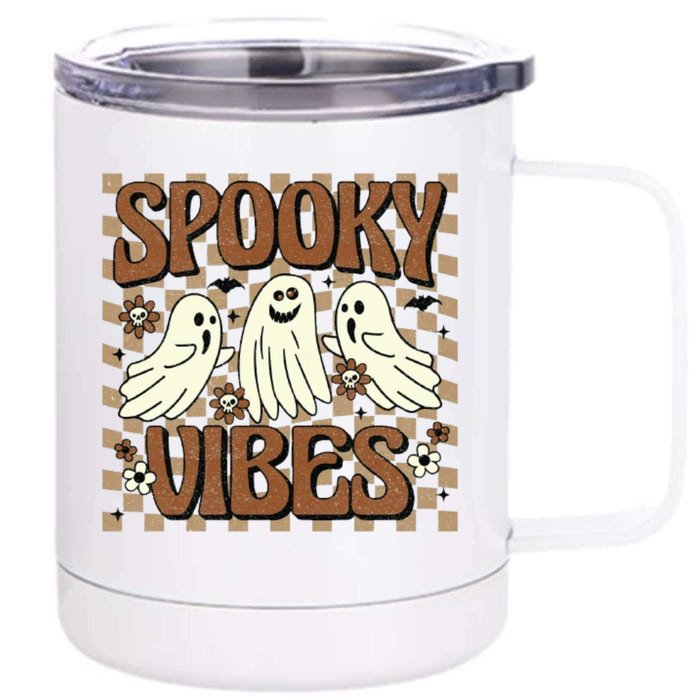 Spooky Vibes Halloween Ghoul Ghost Spooky Front & Back 12oz Stainless Steel Tumbler Cup