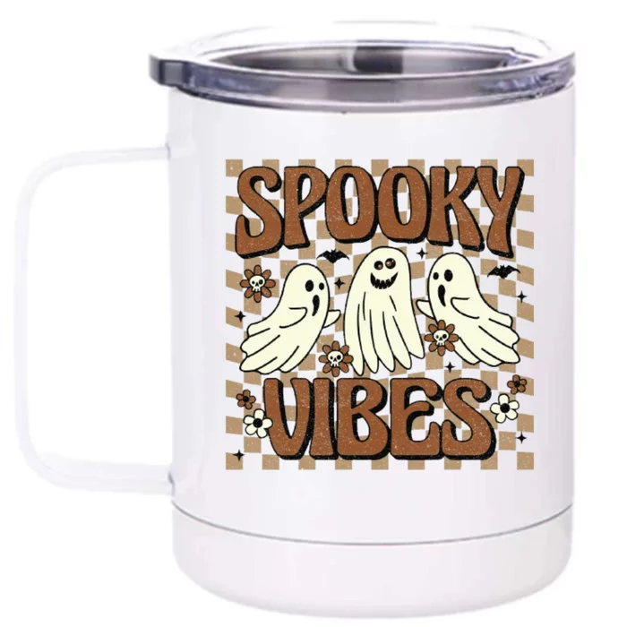 Spooky Vibes Halloween Ghoul Ghost Spooky Front & Back 12oz Stainless Steel Tumbler Cup