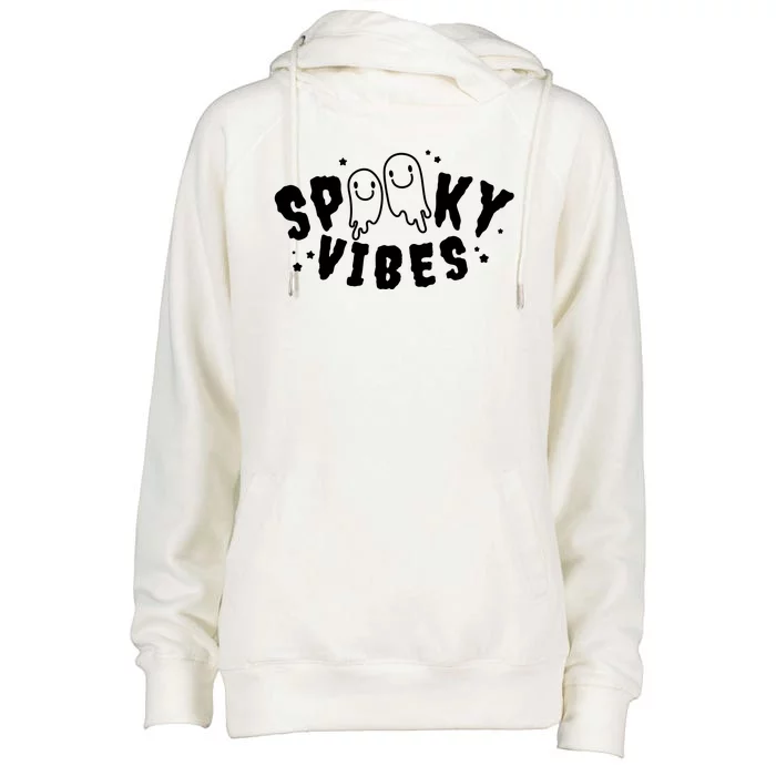 Spooky Vibes Halloween Ghost Cute Womens Funnel Neck Pullover Hood