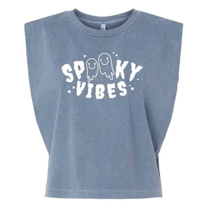 Spooky Vibes Halloween Ghost Cute Garment-Dyed Women's Muscle Tee