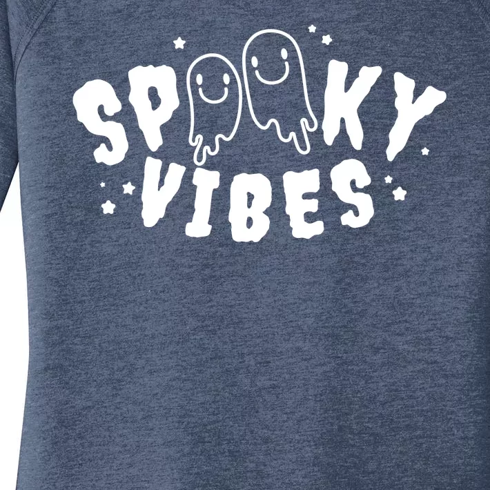 Spooky Vibes Halloween Ghost Cute Women's Perfect Tri Tunic Long Sleeve Shirt