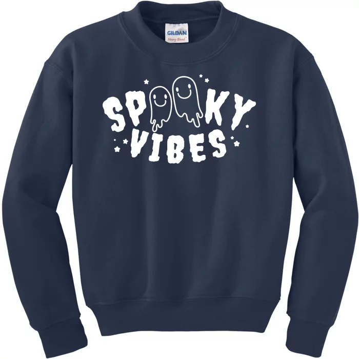 Spooky Vibes Halloween Ghost Cute Kids Sweatshirt