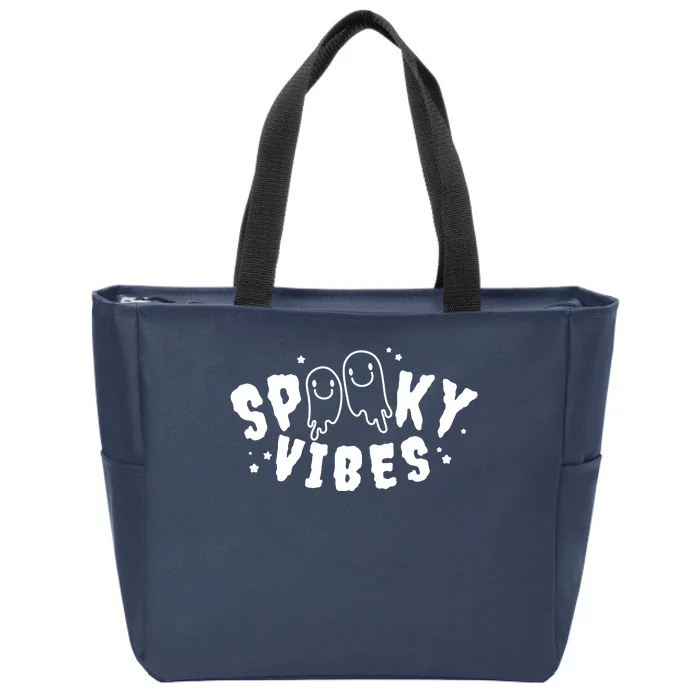 Spooky Vibes Halloween Ghost Cute Zip Tote Bag