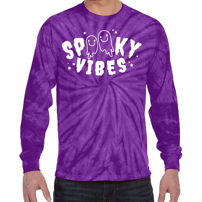 Spooky Vibes Halloween Ghost Cute Tie-Dye Long Sleeve Shirt