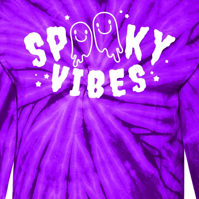 Spooky Vibes Halloween Ghost Cute Tie-Dye Long Sleeve Shirt