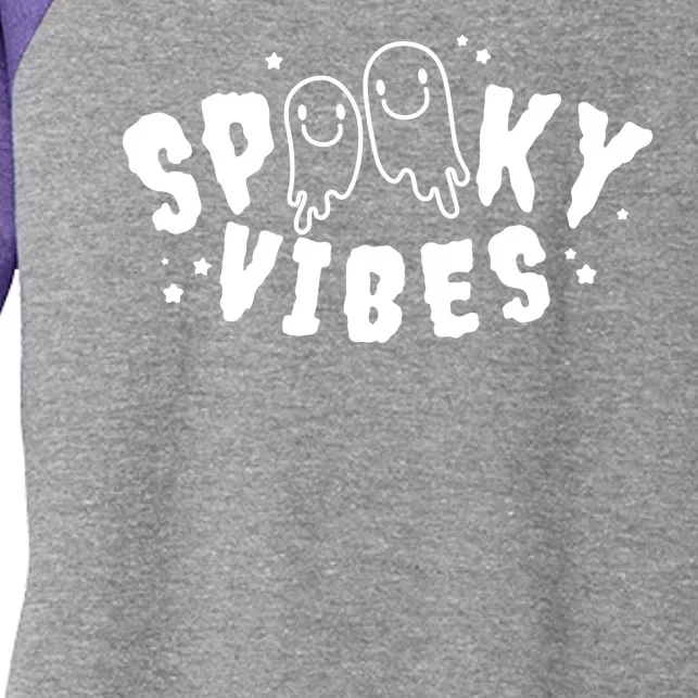 Spooky Vibes Halloween Ghost Cute Women's Tri-Blend 3/4-Sleeve Raglan Shirt