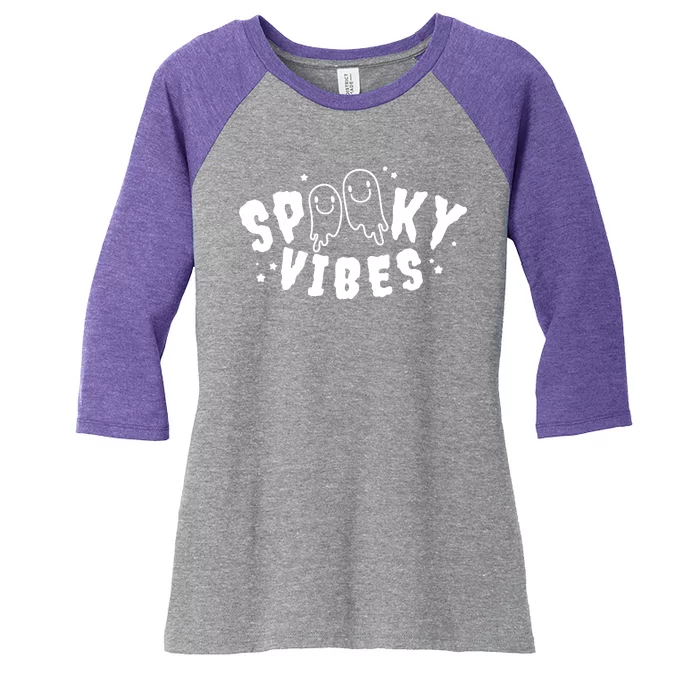 Spooky Vibes Halloween Ghost Cute Women's Tri-Blend 3/4-Sleeve Raglan Shirt