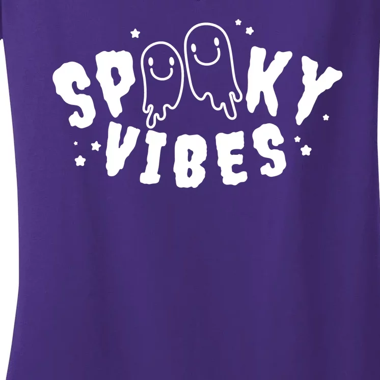 Spooky Vibes Halloween Ghost Cute Women's V-Neck T-Shirt