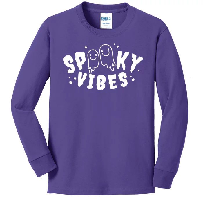 Spooky Vibes Halloween Ghost Cute Kids Long Sleeve Shirt