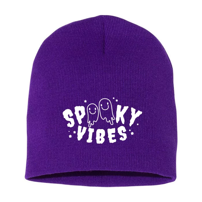 Spooky Vibes Halloween Ghost Cute Short Acrylic Beanie