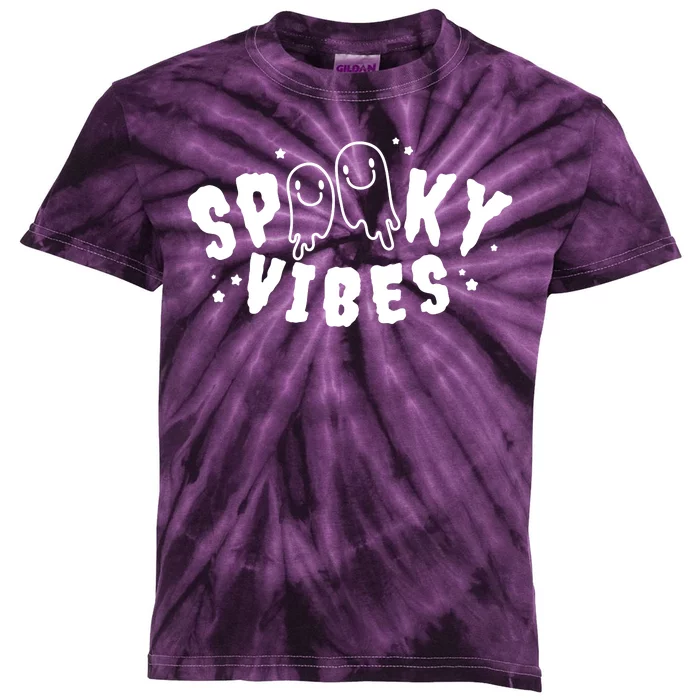 Spooky Vibes Halloween Ghost Cute Kids Tie-Dye T-Shirt