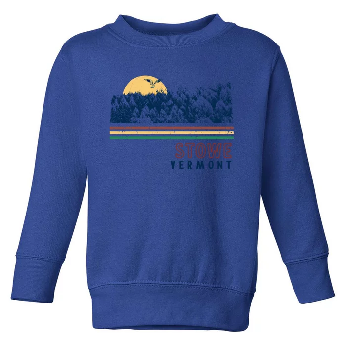 Stowe Vermont Hiking Skiing Retro Cool Gift Toddler Sweatshirt