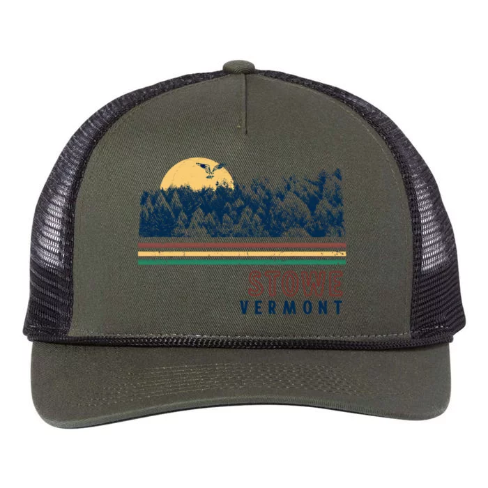 Stowe Vermont Hiking Skiing Retro Cool Gift Retro Rope Trucker Hat Cap