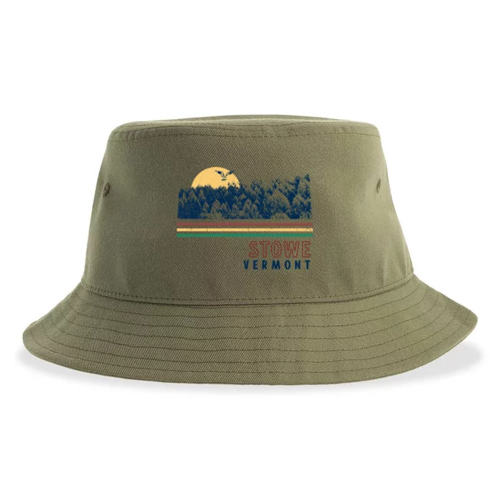 Stowe Vermont Hiking Skiing Retro Cool Gift Sustainable Bucket Hat