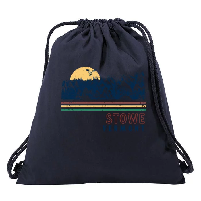 Stowe Vermont Hiking Skiing Retro Cool Gift Drawstring Bag