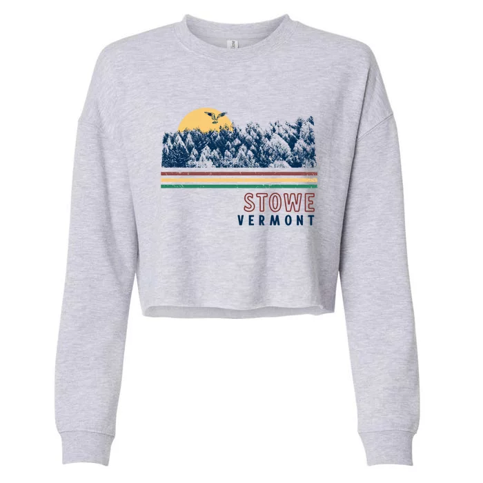 Stowe Vermont Hiking Skiing Retro Cool Gift Cropped Pullover Crew