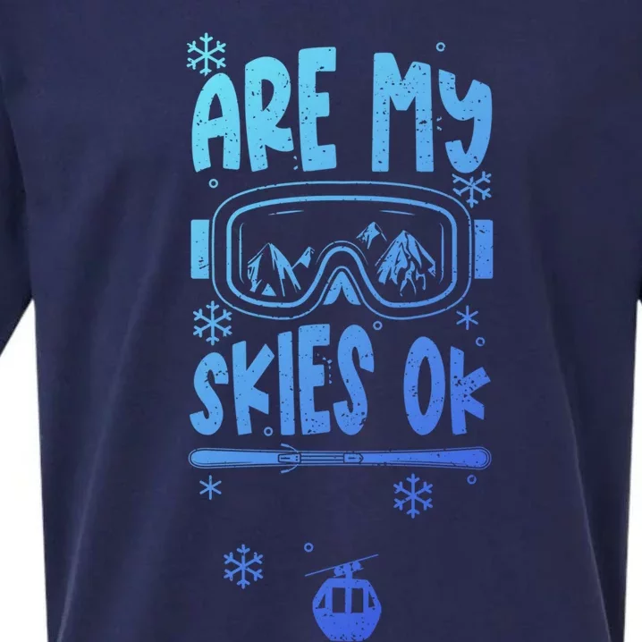 Ski Vacation Humor: Are My Skies Ok Apres Ski Gift Sueded Cloud Jersey T-Shirt