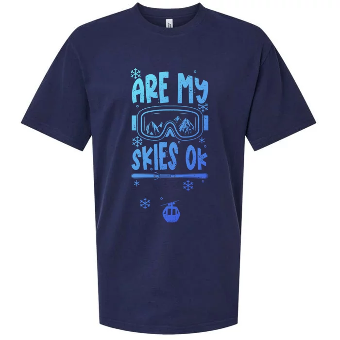 Ski Vacation Humor: Are My Skies Ok Apres Ski Gift Sueded Cloud Jersey T-Shirt