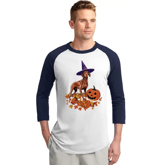 Spooky Vizsla Halloween Dog Design Design Baseball Sleeve Shirt