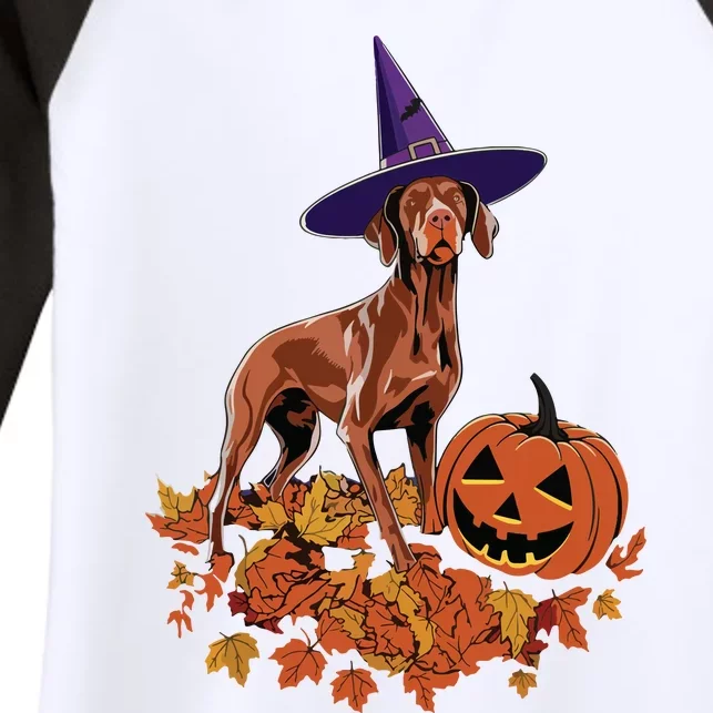 Spooky Vizsla Halloween Dog Design Design Women's Tri-Blend 3/4-Sleeve Raglan Shirt