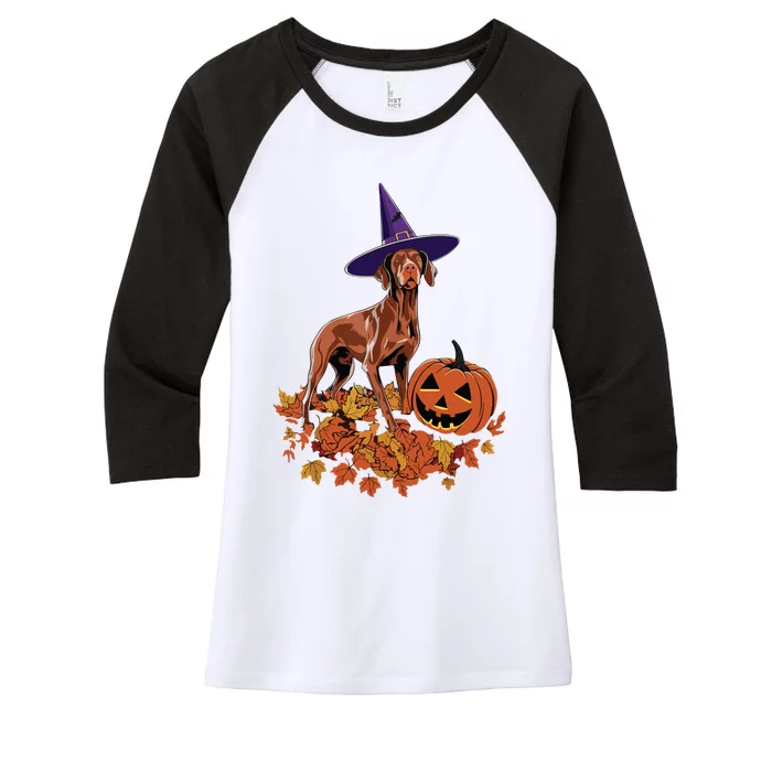 Spooky Vizsla Halloween Dog Design Design Women's Tri-Blend 3/4-Sleeve Raglan Shirt