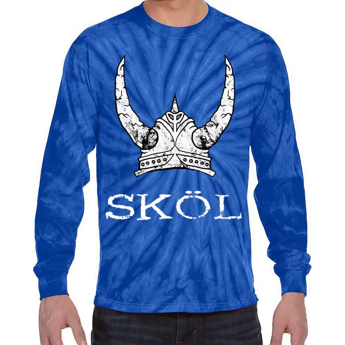 Skol Viking Helmet Nordic Scandinavian Norse Mythology Tie-Dye Long Sleeve Shirt