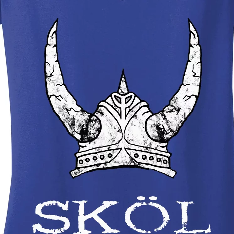 Skol Viking Helmet Nordic Scandinavian Norse Mythology Women's V-Neck T-Shirt