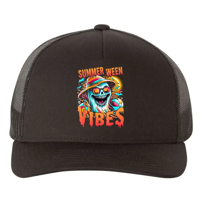 Summerween Vibes Halloween Summer Holliday Scary Ghost Funny Yupoong Adult 5-Panel Trucker Hat