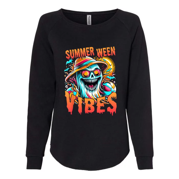 Summerween Vibes Halloween Summer Holliday Scary Ghost Funny Womens California Wash Sweatshirt