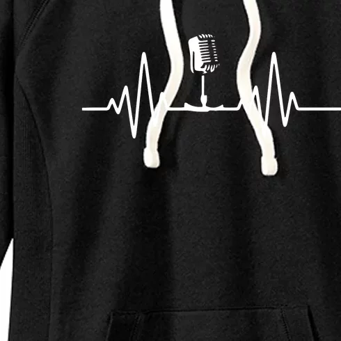 Singer Vocalist Heartbeat Line Microphone Music Singing Women's Fleece Hoodie