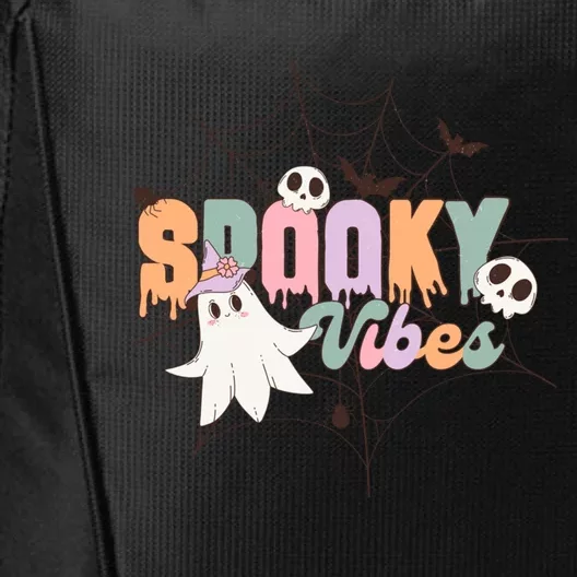 Spooky Vibes Halloween Ghost Spider Web Festive Design Gift City Backpack