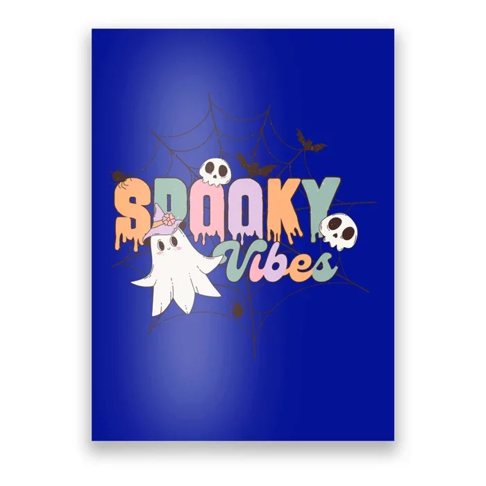 Spooky Vibes Halloween Ghost Spider Web Festive Design Gift Poster