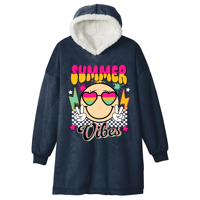 Summer Vibes Hawaii Beach Sunglasses Summer Vacation Family Hooded Wearable Blanket