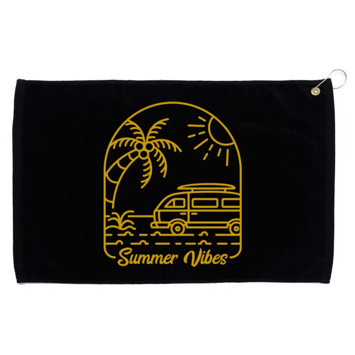 Summer Vibes Illustration Grommeted Golf Towel