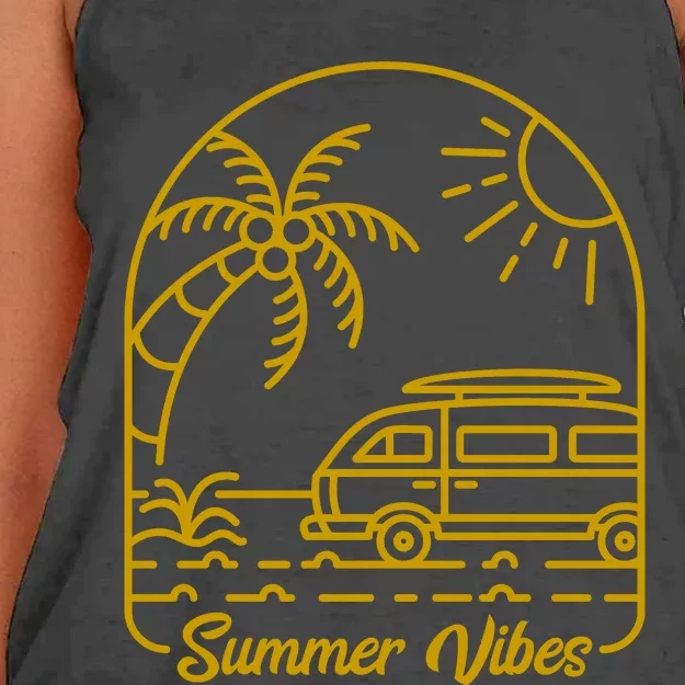 Summer Vibes Illustration Women's Knotted Racerback Tank