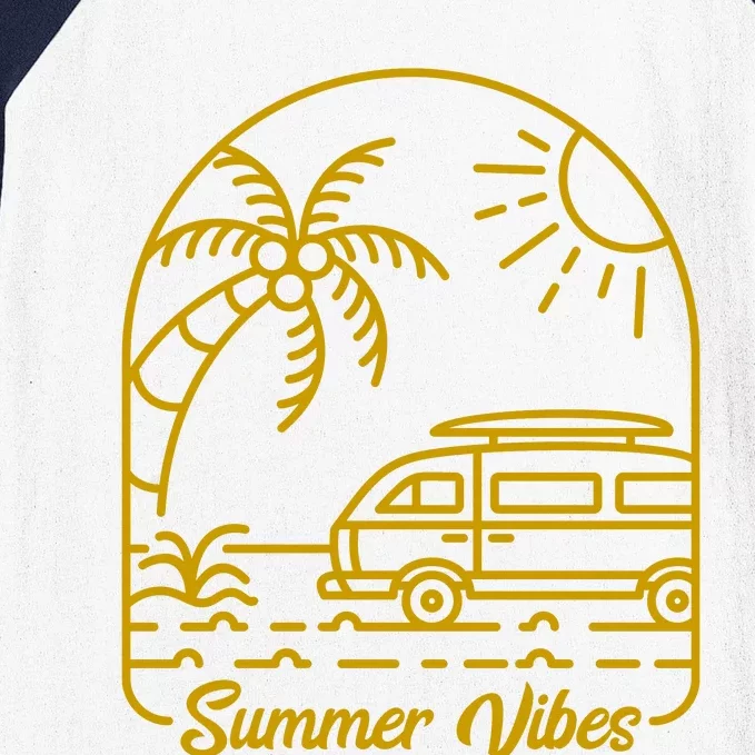 Summer Vibes Illustration Baseball Sleeve Shirt